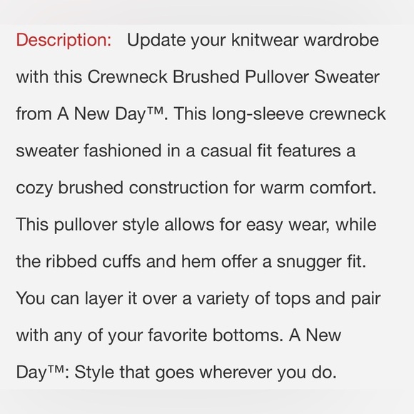 NWT Crewneck Brushed Pullover Long Sleeve Sweater - A New Day Women’s 2X Pink - Picture 8 of 8